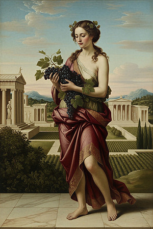 woman with grapes