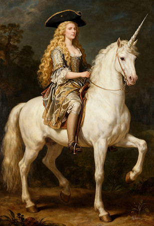 riding unicorn