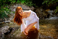 girl in alpine spring