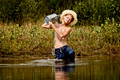 farm boy at the lake